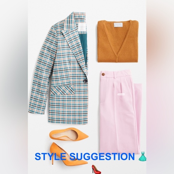 Treasure & Bond Gray Plaid Blazer XS WINDOWPANE OVERSIZED JACKET NWOT - Picture 3 of 3